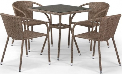 Комплект плетеной мебели Afina T282BNT/Y137C-W56 Light Brown 4Pcs искусственный ротанг, сталь светло-коричневый Фото 1