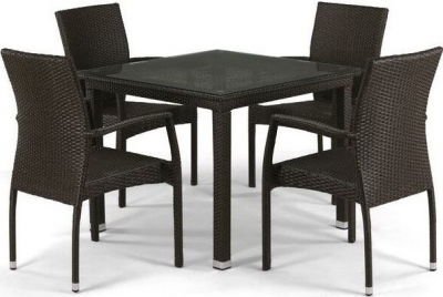Комплект плетеной мебели Afina T257A/Y379A-W53 Brown 4Pcs искусственный ротанг, сталь, ткань коричневый Фото 1
