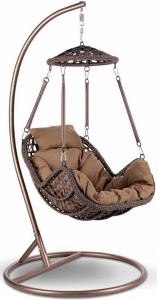Кресло плетеное подвесное Afina AFM-640B Brown искусственный ротанг, сталь коричневый Фото 1
