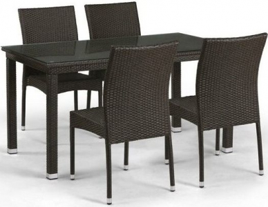 Комплект плетеной мебели Afina T256A/Y380A-W53 Brown 4Pcs искусственный ротанг, сталь, ткань коричневый Фото 1