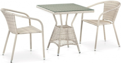 Комплект плетеной мебели Afina T706/Y137C-W85-70x70 2Pcs Latte искусственный ротанг, сталь латте Фото 1