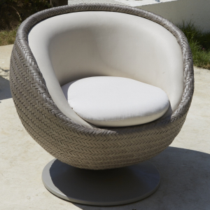 Лаунж-кресло вращающееся с подушками Skyline Design Easy алюминий, искусственный ротанг, sunbrella бежевый Фото 9