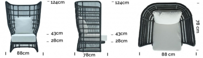 Лаунж-кресло плетеное с подушками Skyline Design Spa алюминий, полиэстер, sunbrella черный, бежевый Фото 3