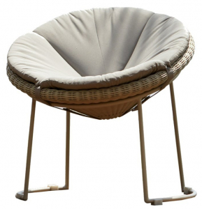 Кресло плетеное с подушками Skyline Design Luna алюминий, искусственный ротанг, sunbrella белый, бежевый Фото 1