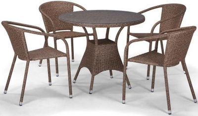 Комплект плетеной мебели Afina T197AT/Y137A-W56  Light Brown 4Pcs искусственный ротанг, сталь светло-коричневый Фото 1