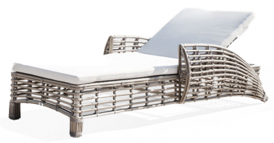 Шезлонг-лежак плетеный с матрасом Skyline Design Ruby алюминий, искусственный ротанг, sunbrella серый, бежевый Фото 1