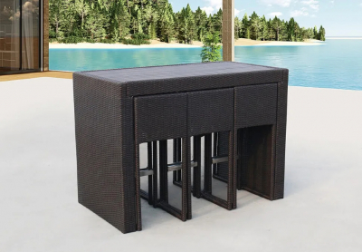 Комплект плетеной барной мебели Afina T390AD/Y390A-W63 Brown ДПК, искусственный ротанг, сталь коричневый, серый Фото 2