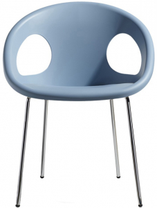 Кресло пластиковое Scab Design Drop 4 legs сталь, технополимер хром, голубой Фото 1