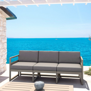 Диван пластиковый трехместный с подушками Siesta Contract Mykonos XL стеклопластик, полиэстер бежевый, светло-коричневый Фото 11