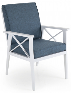 Кресло металлическое с подушками BraFab Sottenville алюминий, олефин белый, голубой Фото 1