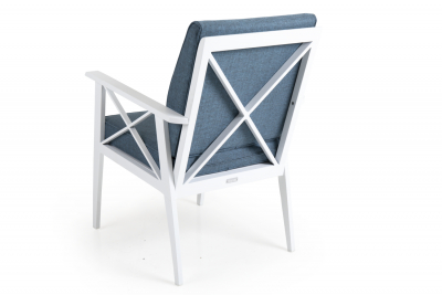 Кресло металлическое с подушками BraFab Sottenville алюминий, олефин белый, голубой Фото 2