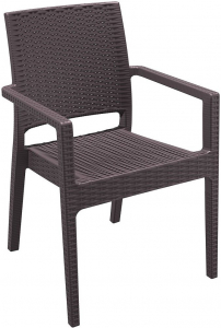 Кресло пластиковое плетеное Siesta Contract Ibiza стеклопластик коричневый Фото 1