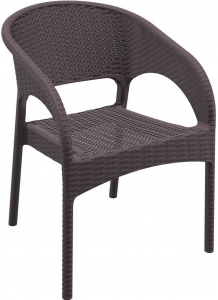 Кресло пластиковое плетеное Siesta Contract Panama стеклопластик коричневый Фото 1