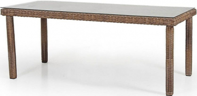 Стол плетеный обеденный BraFab Catherine алюминий, искусственный ротанг, стекло коричневый Фото 1