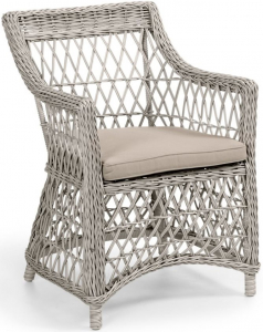 Кресло плетеное с подушкой BraFab Beatrice алюминий, искусственный ротанг, ткань белый Фото 1