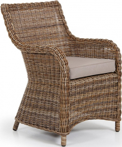 Кресло плетеное с подушкой BraFab Catherine алюминий, искусственный ротанг, ткань коричневый Фото 1