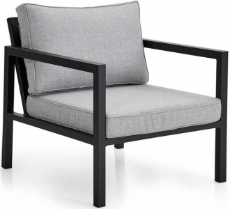 Кресло металлическое с подушками BraFab Belfort алюминий, олефин черный, серый Фото 1