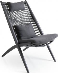 Кресло плетеное с подушками BraFab Chiavari алюминий, канат, ткань антрацит Фото 1