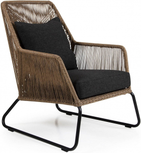 Кресло плетеное с подушками BraFab Midway алюминий, искусственный ротанг, олефин коричневый, антрацит Фото 1