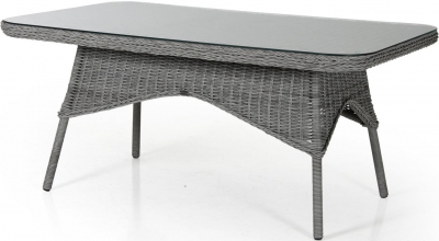 Стол плетеный обеденный BraFab Evita алюминий, искусственный ротанг, закаленное стекло серый Фото 1