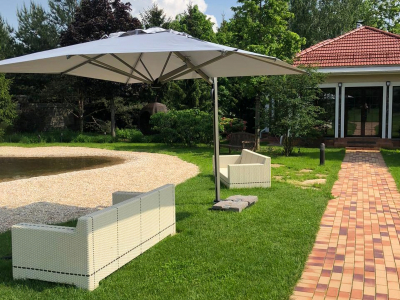 Зонт профессиональный 3.5х3.5 м Scolaro Astro Titanium алюминий, акрил титан, слоновая кость Фото 13