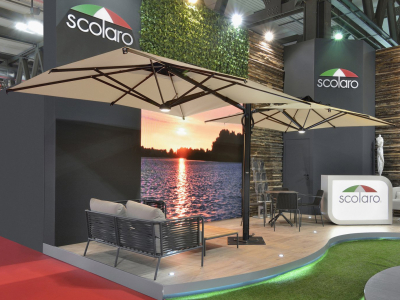 Зонт профессиональный двухкупольный 3.5х7.5 м Scolaro Galaxia Dual T Carbon алюминий, акрил антрацит, слоновая кость Фото 1