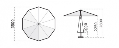 Зонт профессиональный Scolaro Napoli Standard алюминий, акрил антрацит, терракота Фото 2