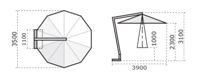 Зонт профессиональный Scolaro Palladio Braccio алюминий, акрил имитация ироко, терракота Фото 2