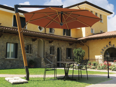 Зонт профессиональный Ø3.5 м Scolaro Palladio Braccio алюминий, акрил имитация ироко, терракотовый Фото 1