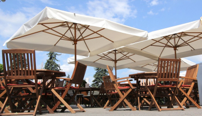 Зонт профессиональный 2х2 м Scolaro Palladio Standard дерево ироко, акрил натуральный, слоновая кость Фото 10