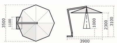 Зонт профессиональный Scolaro Rimini Braccio алюминий, акрил белый, черный Фото 2