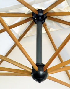 Зонт профессиональный двухкупольный Scolaro Wood Double алюминий, ироко, акрил имитация ироко, слоновая кость Фото 7