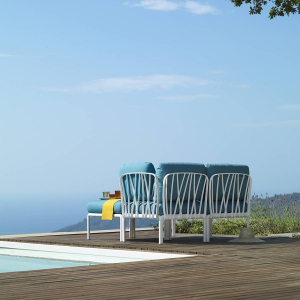 Лаунж-диван двухместный Nardi Komodo стеклопластик, Sunbrella белый, синий Фото 9