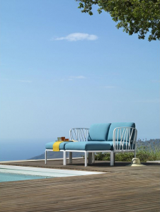 Лаунж-диван двухместный Nardi Komodo стеклопластик, Sunbrella белый, синий Фото 10