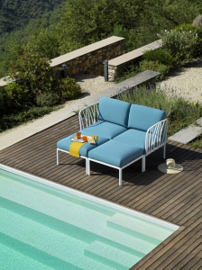 Лаунж-диван двухместный Nardi Komodo стеклопластик, Sunbrella белый, синий Фото 5