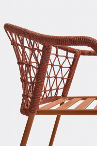 Кресло плетеное с подушкой PEDRALI Panarea сталь, роуп, ткань терракотовый Фото 4