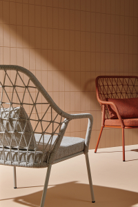 Кресло лаунж плетеное с подушкой PEDRALI Panarea сталь, роуп, ткань бежевый, песочный Фото 7