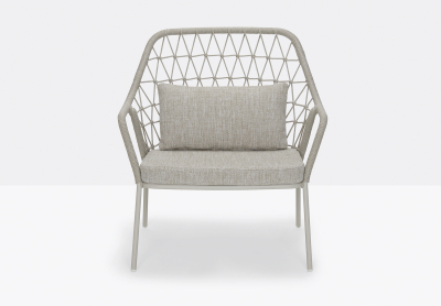 Кресло лаунж плетеное с подушкой PEDRALI Panarea сталь, роуп, ткань бежевый, песочный Фото 4