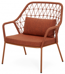 Кресло лаунж плетеное с подушкой PEDRALI Panarea сталь, роуп, ткань терракотовый Фото 1