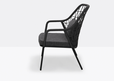 Кресло лаунж плетеное с подушкой PEDRALI Panarea сталь, роуп, ткань черный, антрацит Фото 5