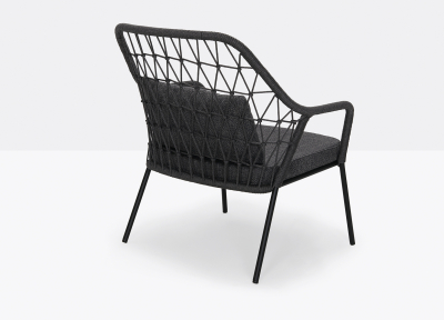 Кресло лаунж плетеное с подушкой PEDRALI Panarea сталь, роуп, ткань черный, антрацит Фото 6