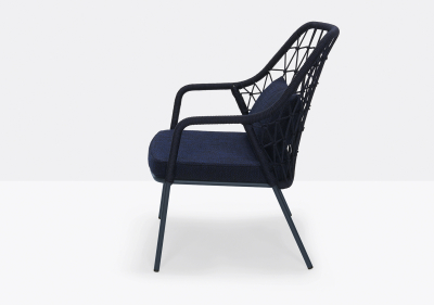 Кресло лаунж плетеное с подушкой PEDRALI Panarea сталь, роуп, ткань синий Фото 5