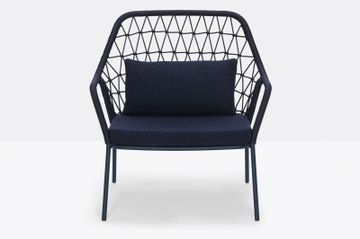 Кресло лаунж плетеное с подушкой PEDRALI Panarea сталь, роуп, ткань синий Фото 4