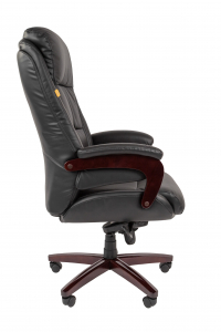 Кресло компьютерное Chairman 404 металл, дерево, кожа, пенополиуретан, синтепон черный Фото 5