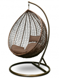 Кресло плетеное подвесное Afina AFM-218A сталь, искусственный ротанг, ткань коричневый Фото 1