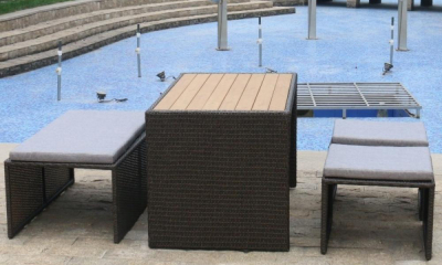 Комплект плетеной мебели Afina S330B-W53 сталь, искусственный ротанг, ткань коричневый, серый Фото 1