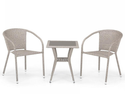Комплект плетеной мебели Afina T25C/Y137C-W85 Latte 2Pcs сталь, искусственный ротанг латте Фото 1