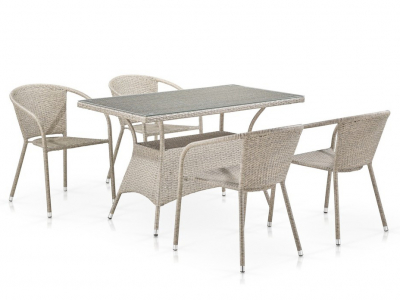 Комплект плетеной мебели Afina T198D/Y137C-W85 Latte сталь, искусственный ротанг латте Фото 1