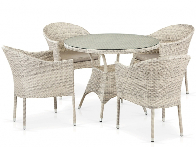 Комплект плетеной мебели Afina T190A/Y350A-W85-D90 4Pcs Latte сталь, искусственный ротанг латте Фото 1