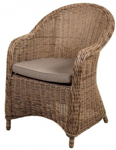 Кресло плетеное Afina Y490 Beige сталь, искусственный ротанг, ткань бежевый Фото 1